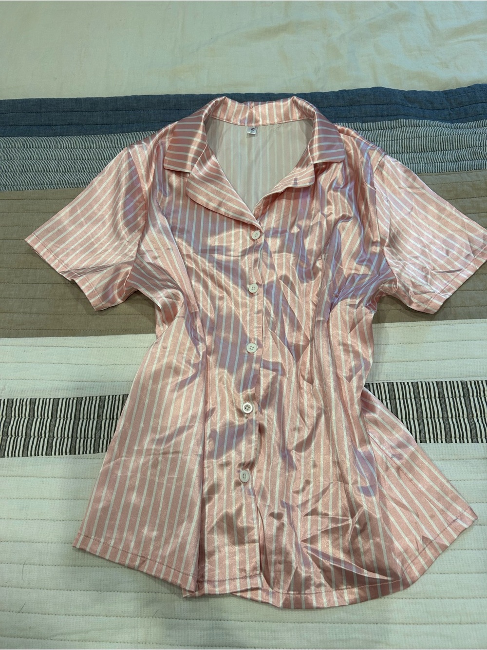 Classic Pink Stripe Satin Sleep Shirt